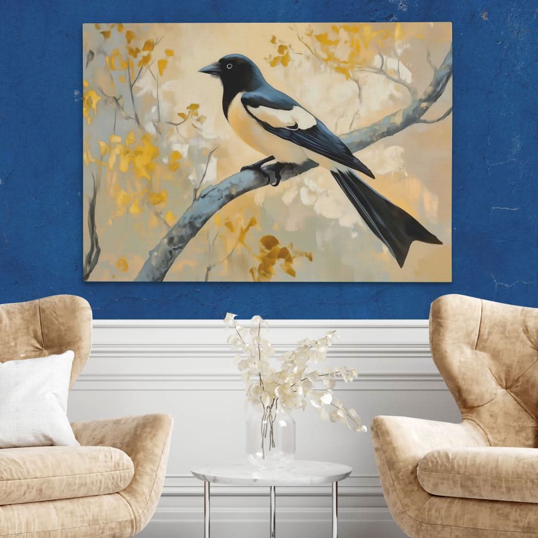 Golden Sky Magpie - Large Canvas Print