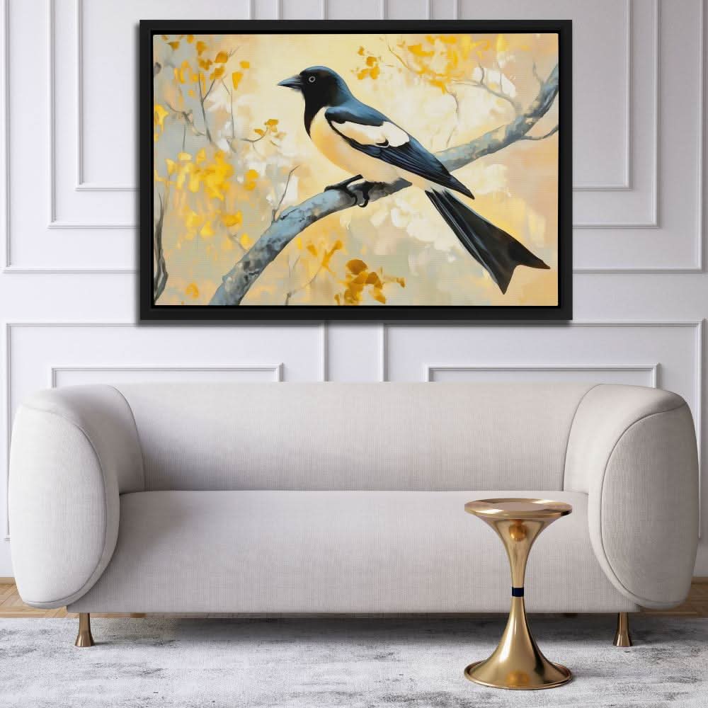 Golden Sky Magpie - Bird Art for Home Office