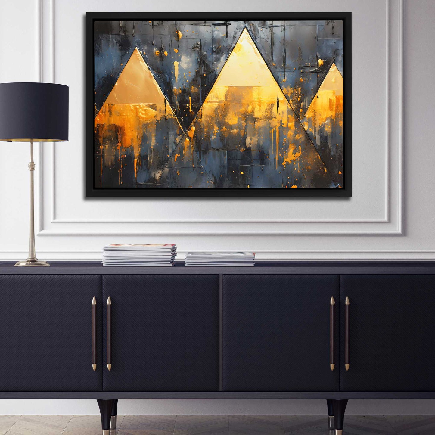 Golden Triad - Large Abstract Canvas Print