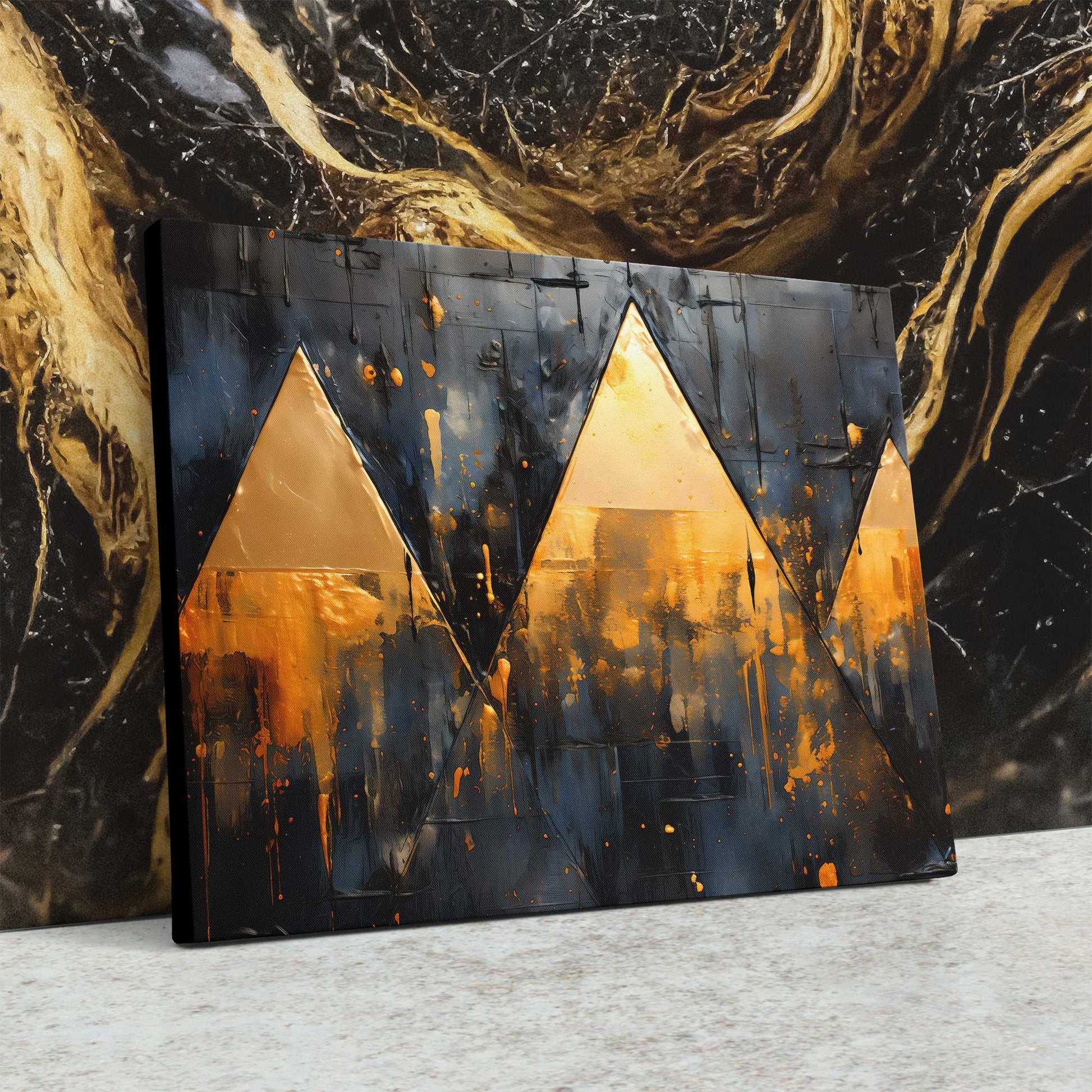 Golden Triad - Abstract Wall Art Print
