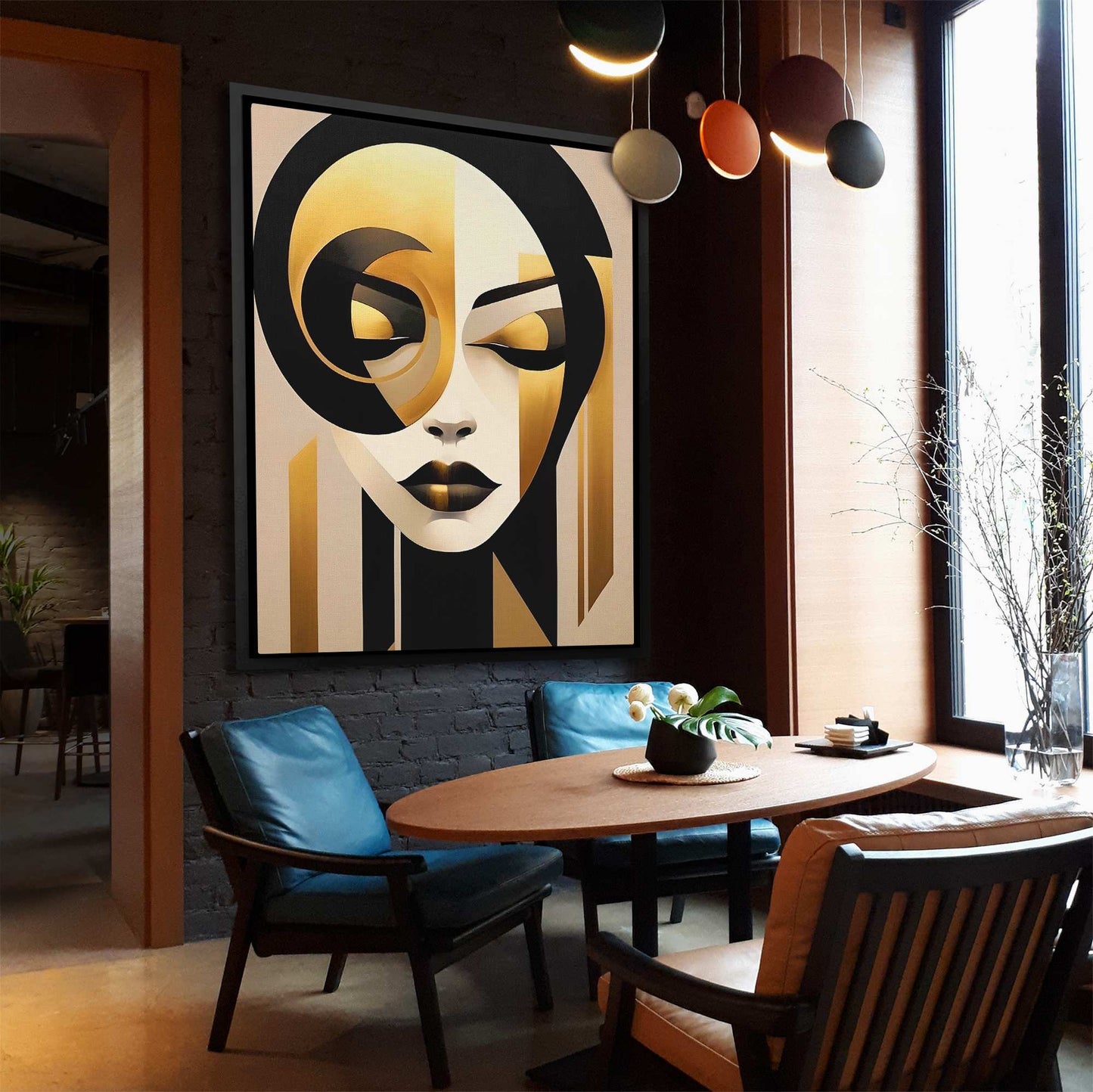 Golden Vision - Abstract Wall Art in Black Frame