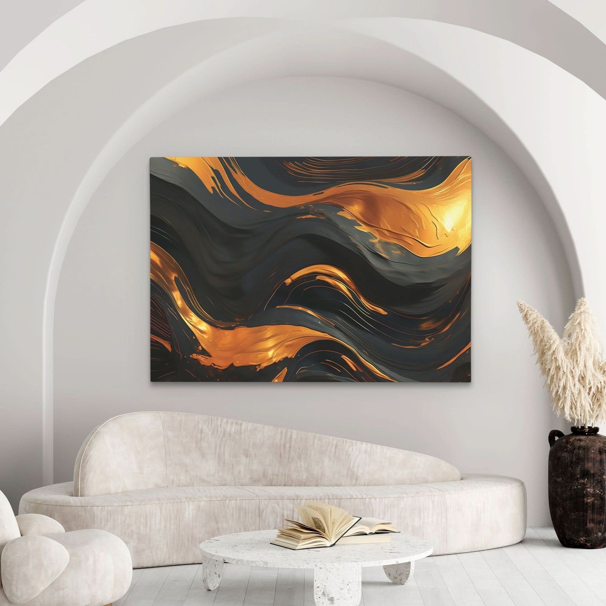 Golden Vortex - Horizontal Art for Hallway