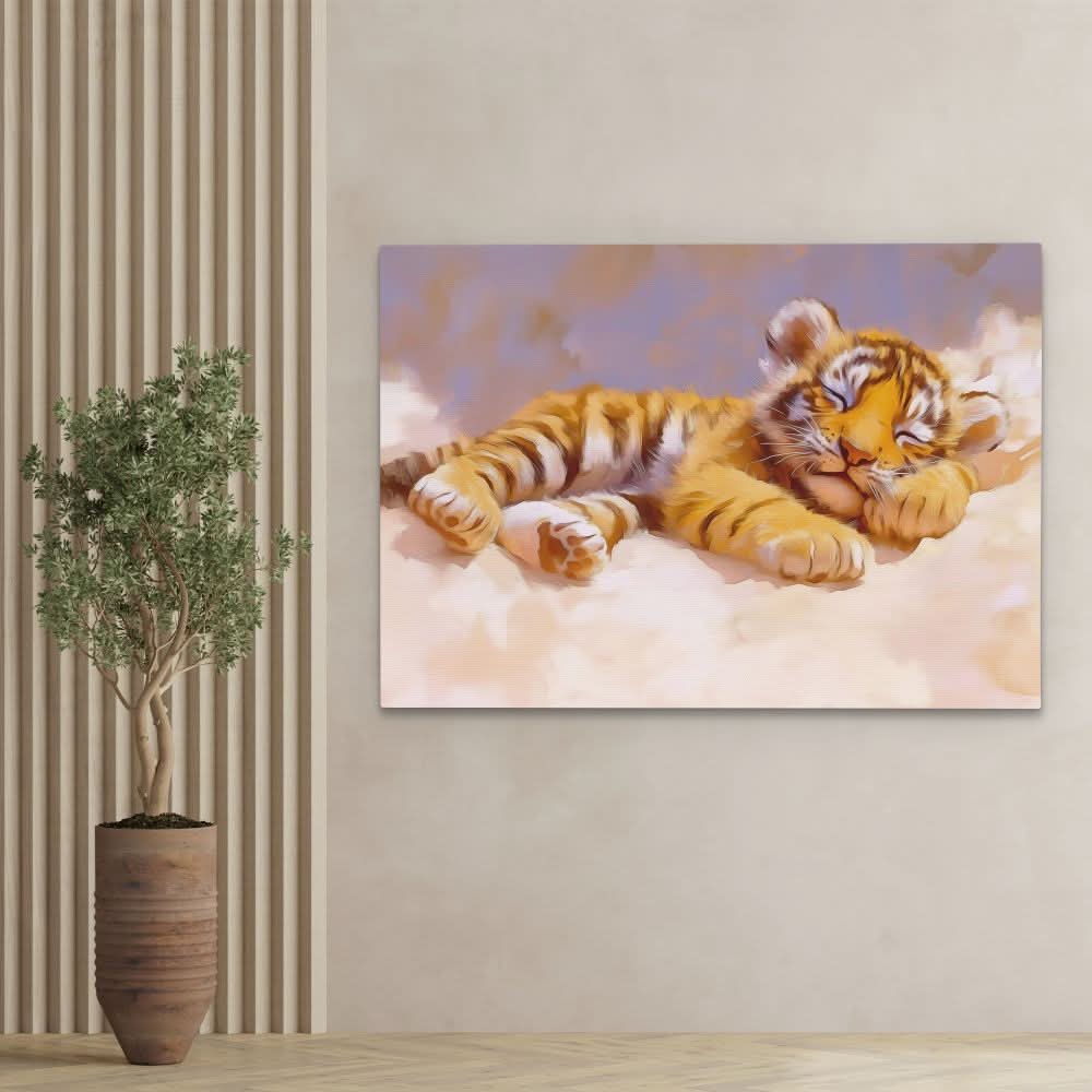 Golden Whiskers - Big Cat Wall Art in Black Frame