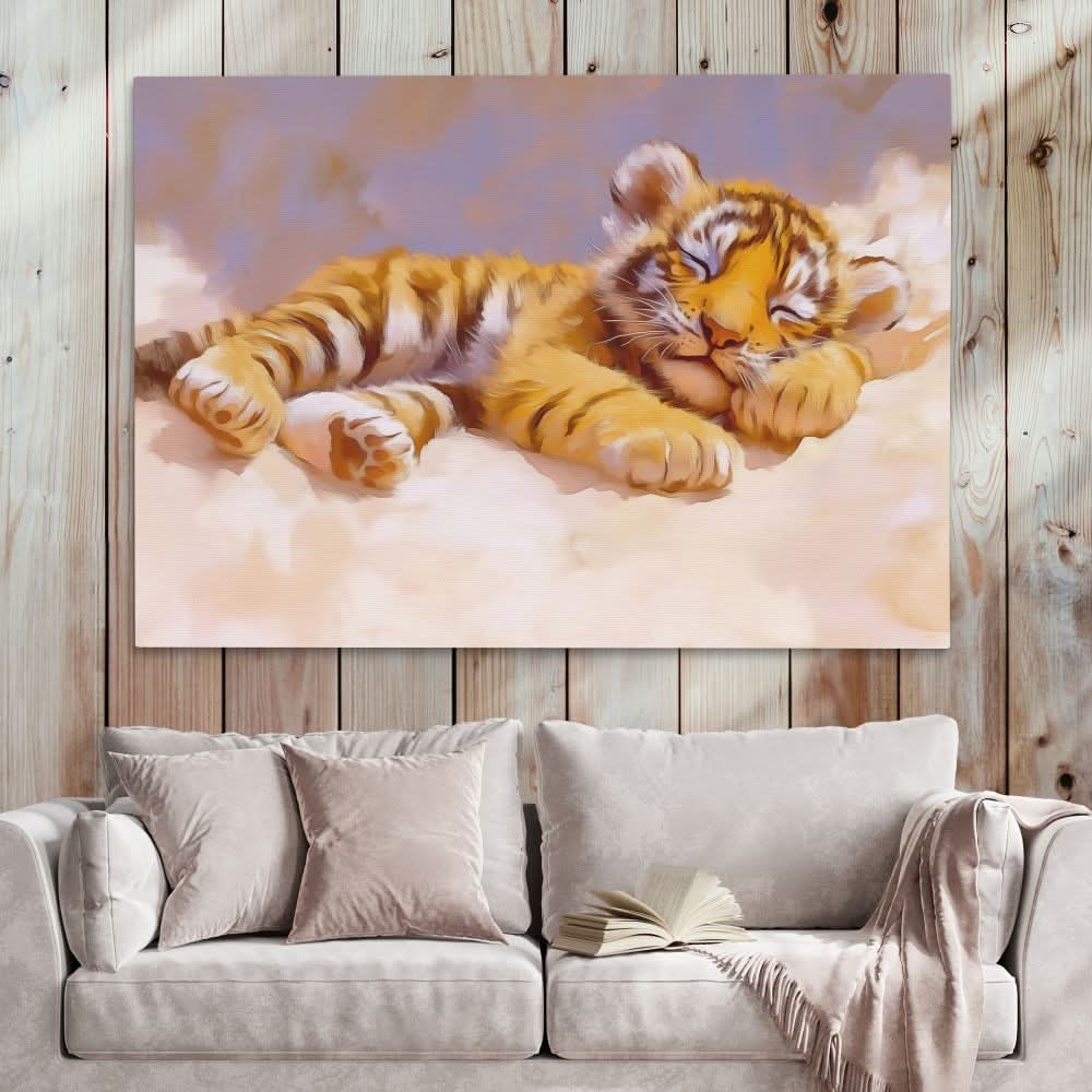 Golden Whiskers - Modern Brown Canvas Wall Art