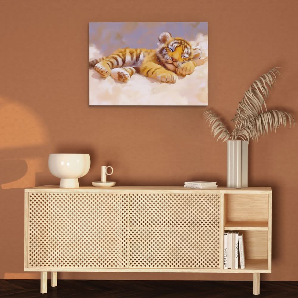 Golden Whiskers - Modern Wall Art in Black Frame