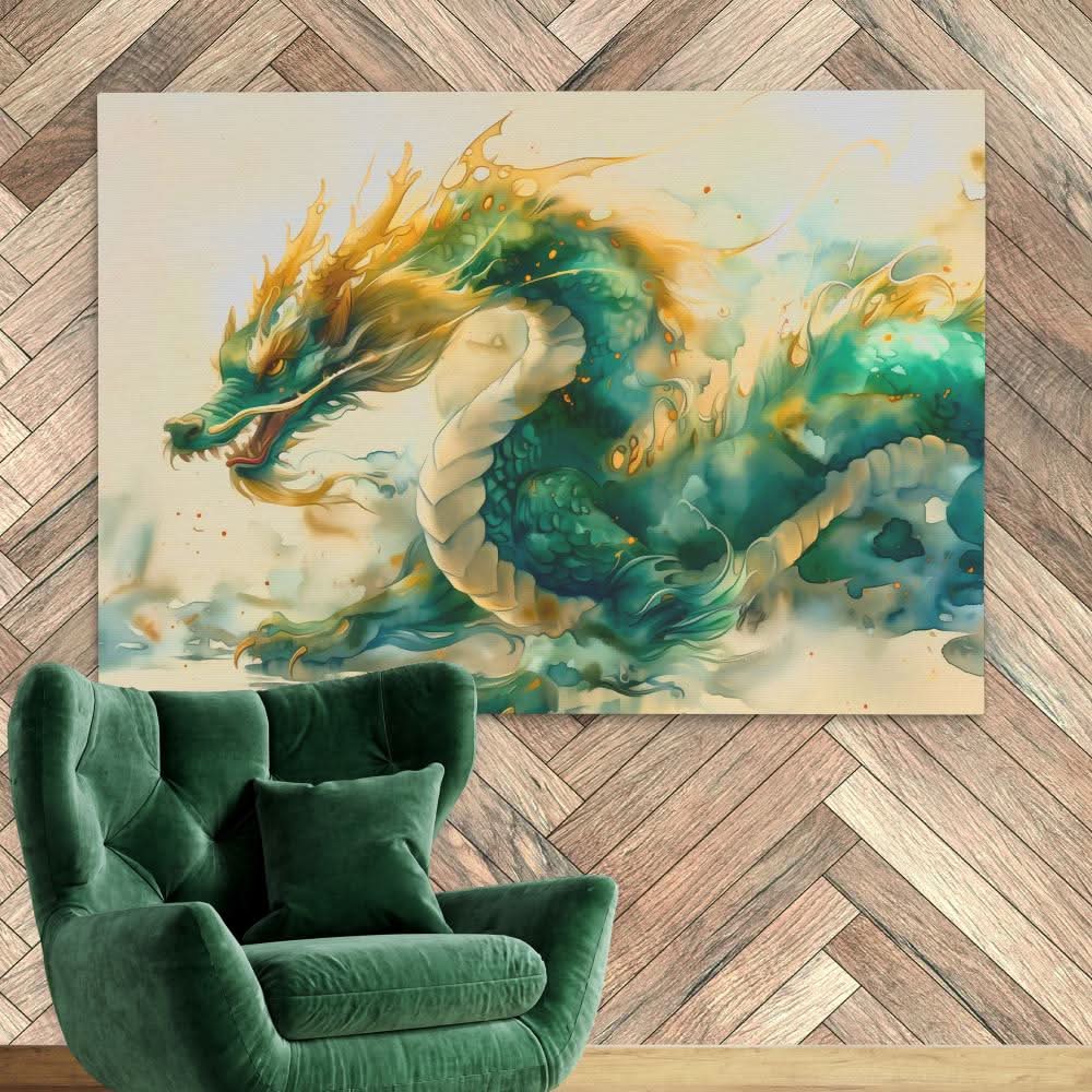 Golden Whisper - Mythical Wall Art in Black Frame