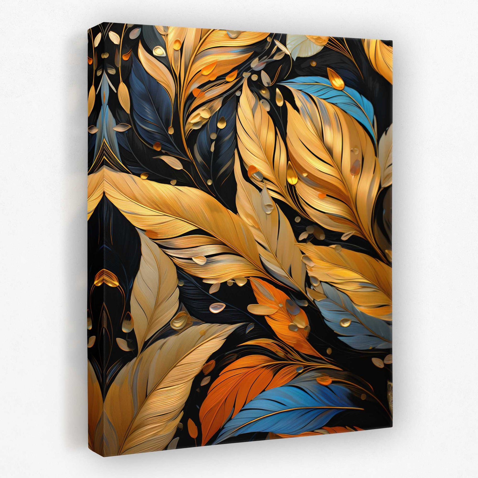 Golden Wingtips - Feathers Canvas Wall Art