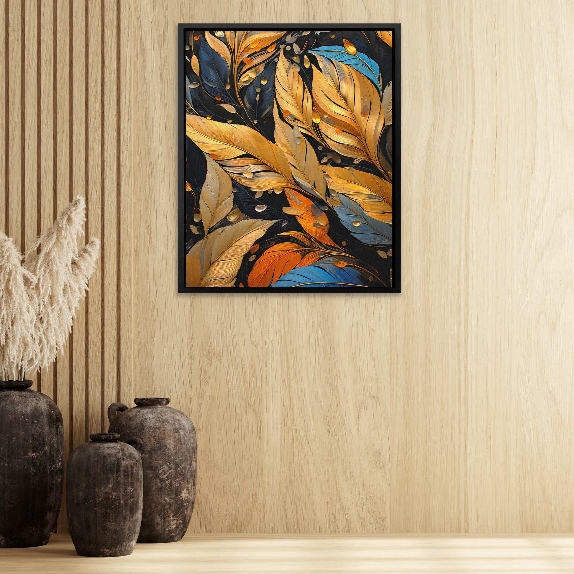 Golden Wingtips - Abstract Black and Gold Canvas Wall Art