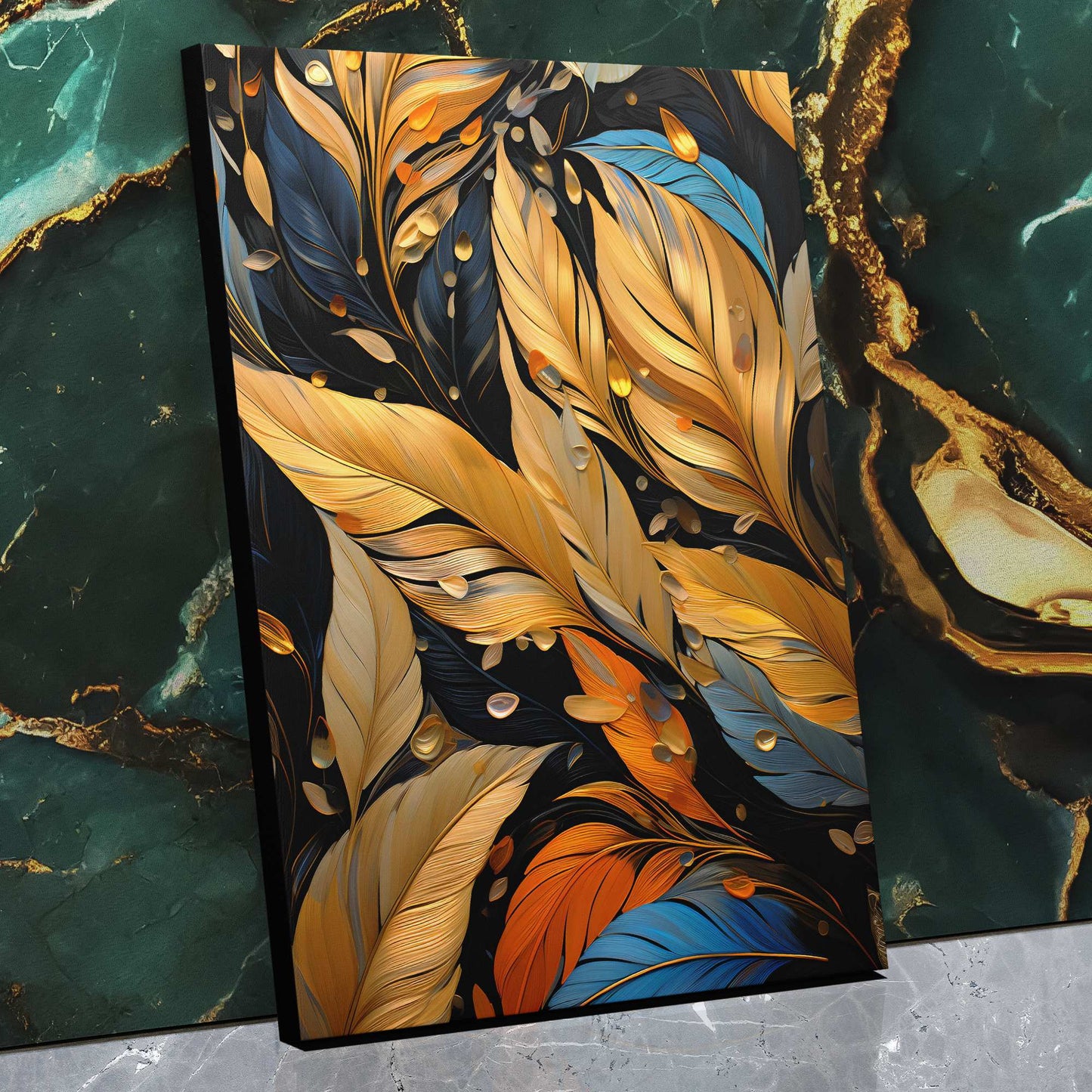 Golden Wingtips - Abstract Wall Art in Black Frame