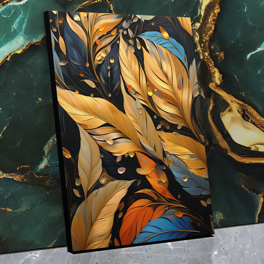 Golden Wingtips - Abstract Wall Art in Black Frame