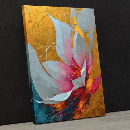 Goldleaf Bloom - Wall Art in Black Frame