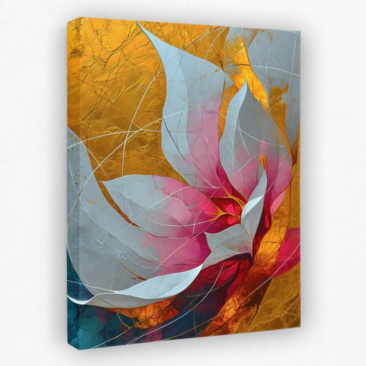 Goldleaf Bloom - Floral Canvas Wall Art