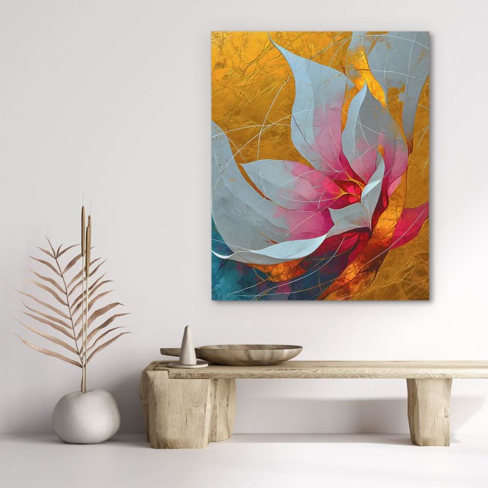 Goldleaf Bloom - Gold Wall Art for Bathroom