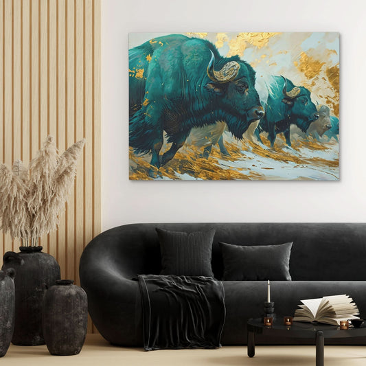 Goldrush Stampede - Wall Art in Black Frame