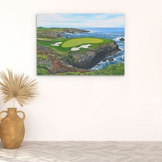 Golf Course on the Ocean - Wall Art in Black Frame