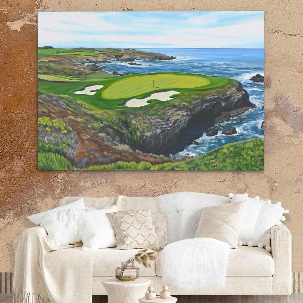 Golf Course on the Ocean - Golf Art for Game Room