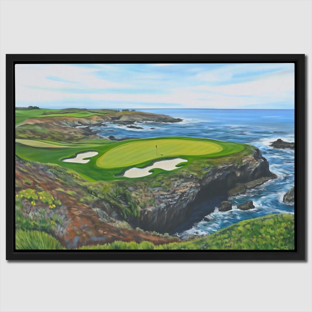 Golf Course on the Ocean - Blue Landscapes Canvas Print