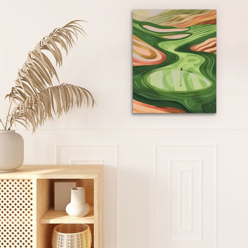 Golf Course Vista - Abstract Wall Art in Black Frame