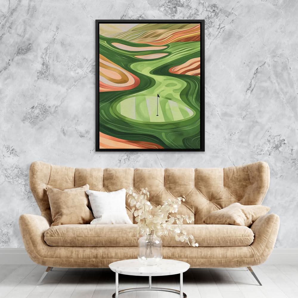 Golf Course Vista - Modern Green Canvas Wall Art