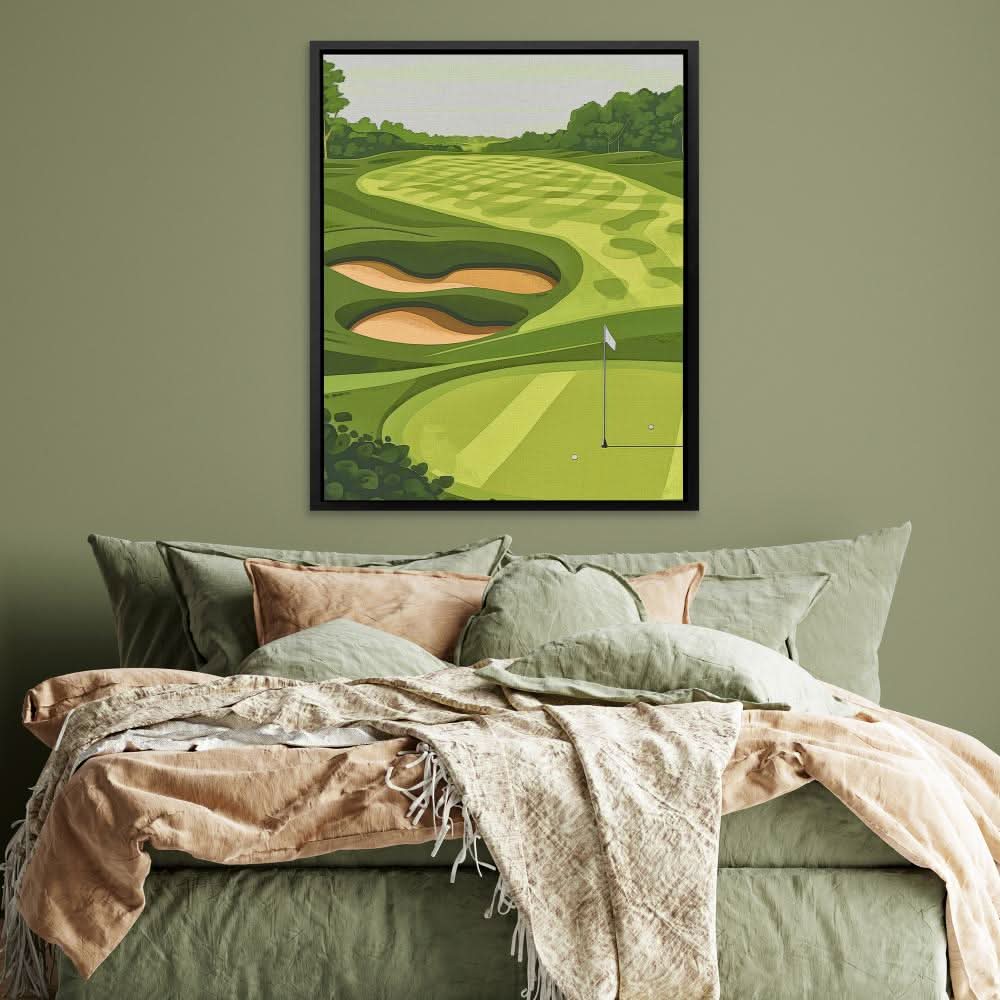 Golfing Greens - Landscapes Wall Art in Black Frame
