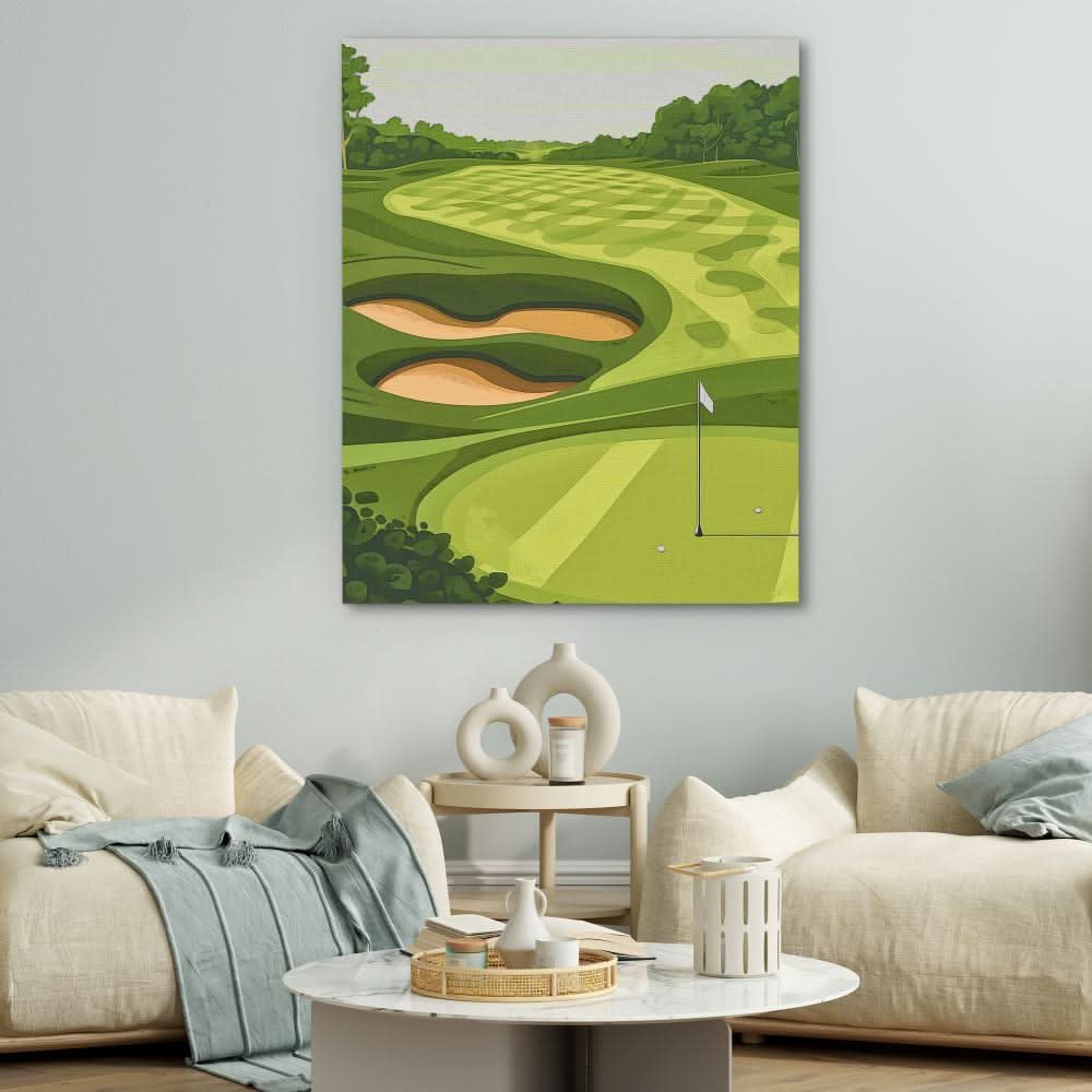 Golfing Greens - Modern Wall Art in Black Frame