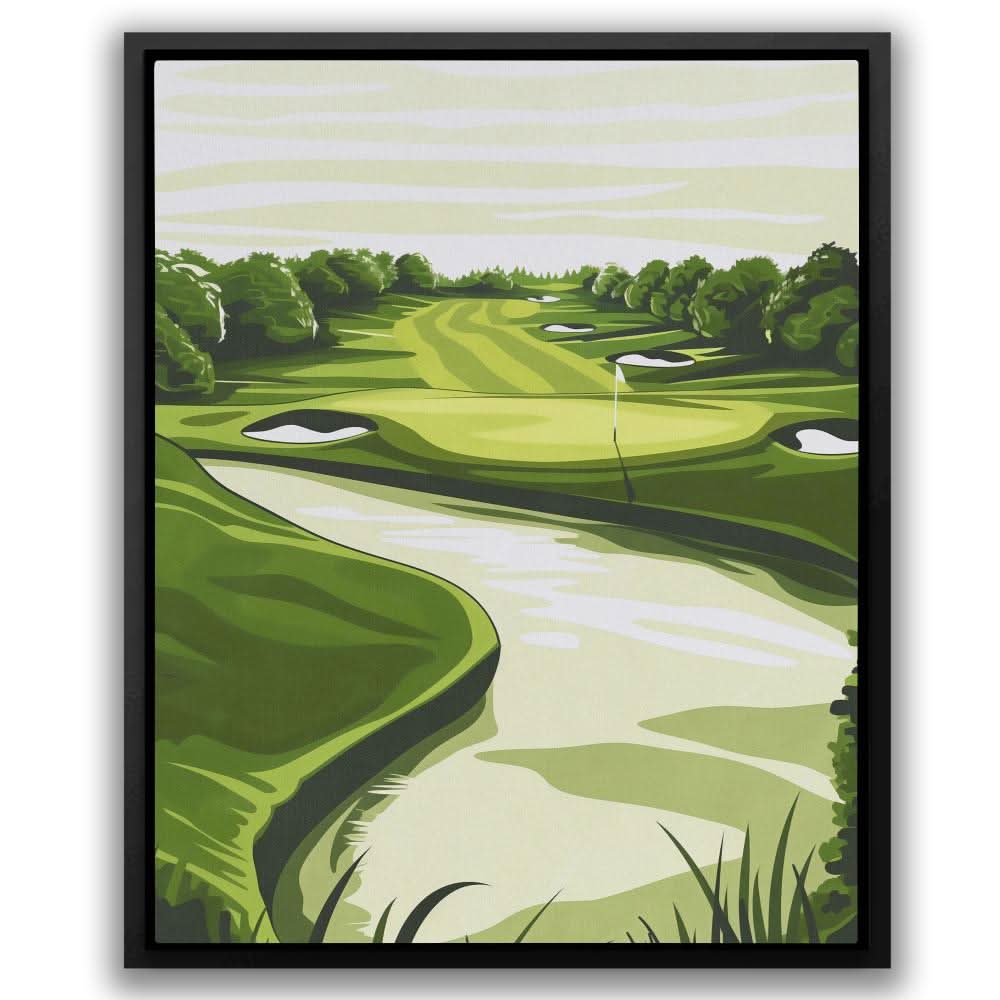 Golfing Retreat - Modern Green Canvas Wall Art