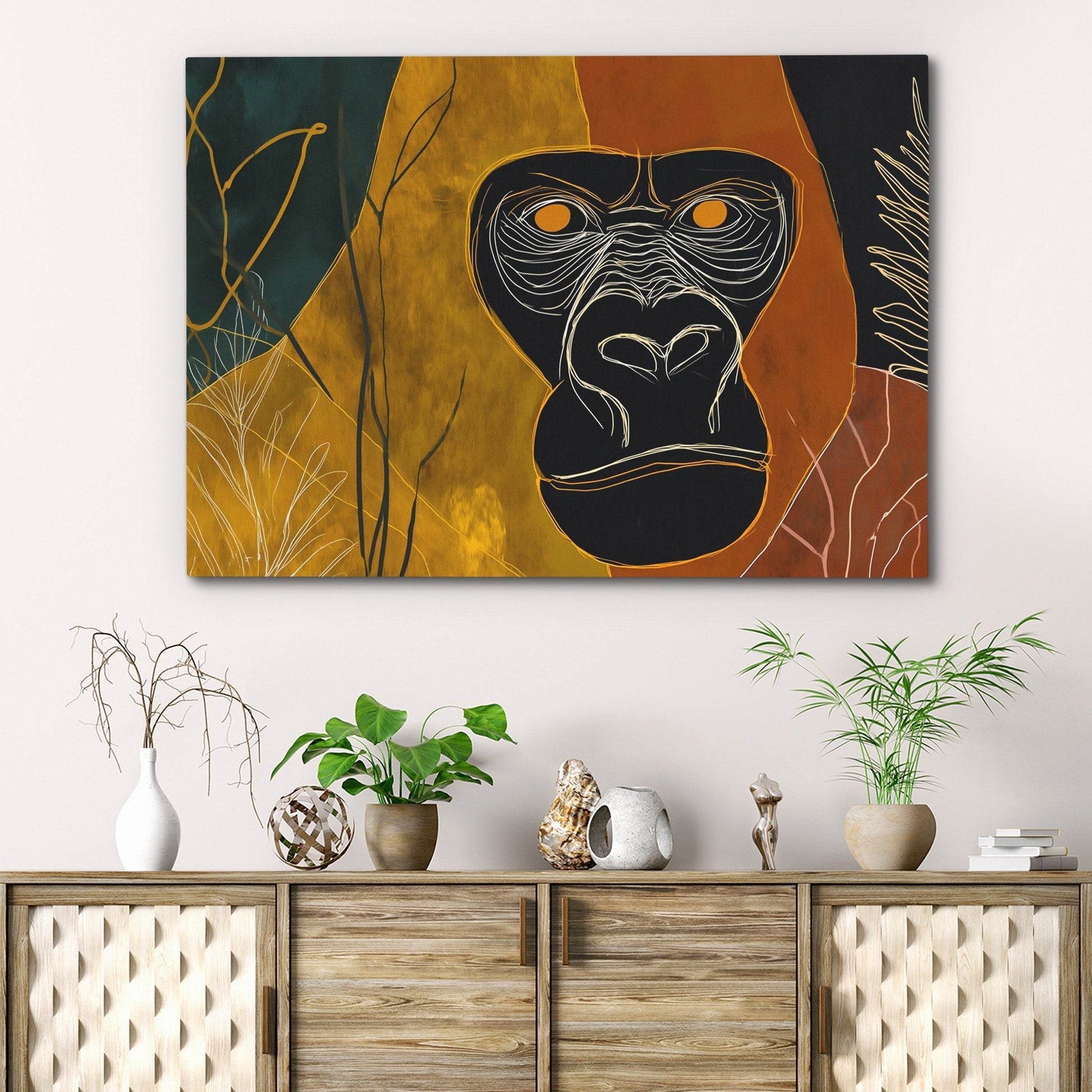 Gorillas Amber Stare - Luxury Wall Art
