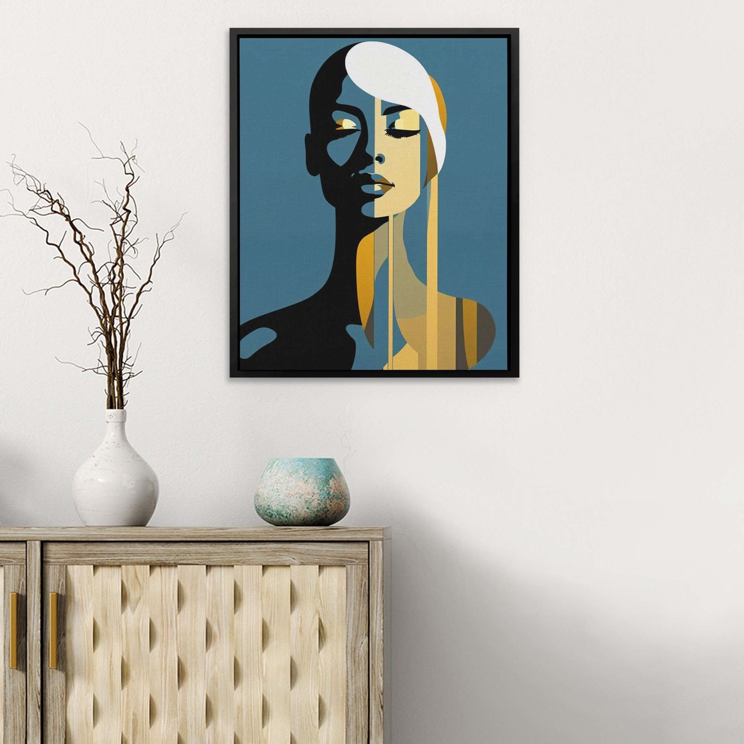Graceful Muse - Abstract Wall Art in Black Frame