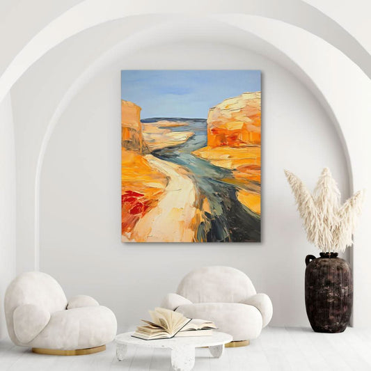 Grand Canyon River - Abstract Wall Art in Black Frame