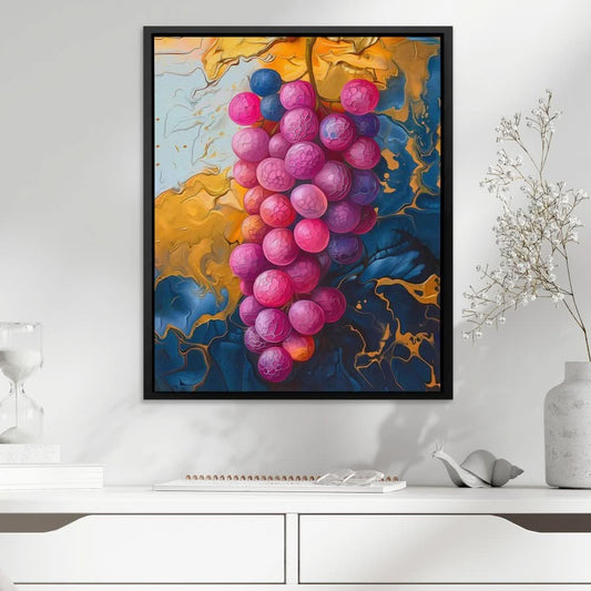 Grapes of Beauty - Modern Wall Art in Black Frame