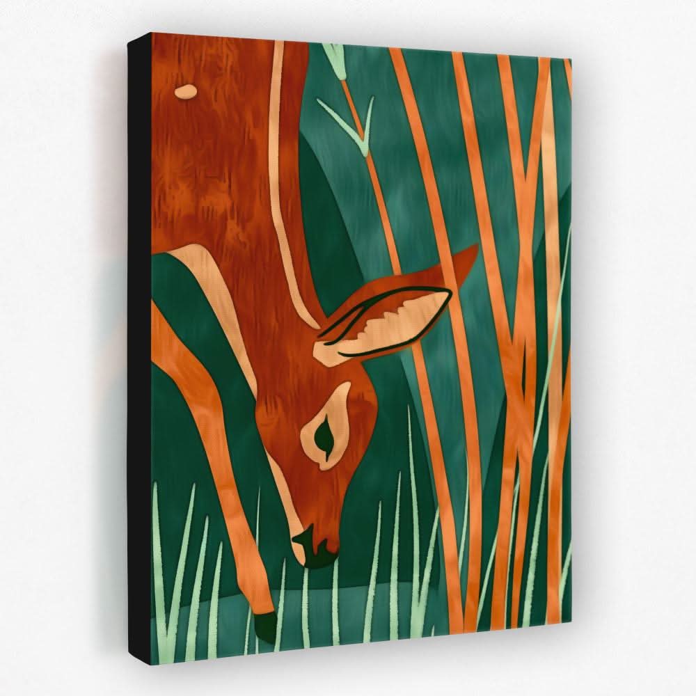Grazing Deer - Animals Canvas Wall Art