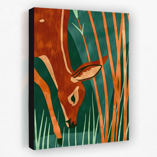 Grazing Deer - Animals Canvas Wall Art