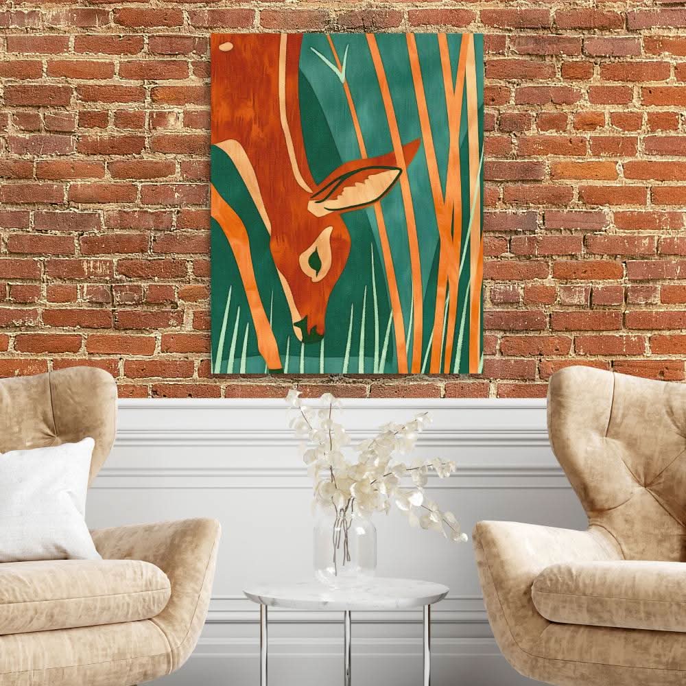 Grazing Deer - Brown Deer Canvas Print