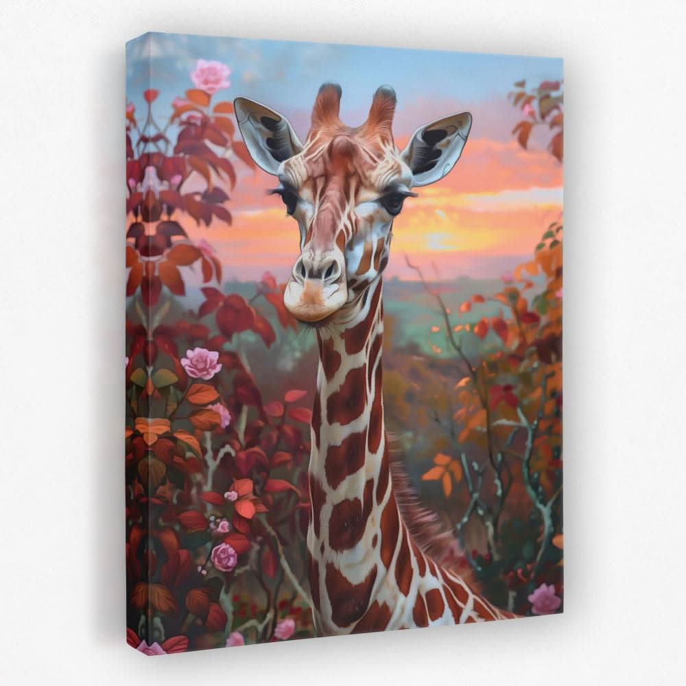 Grazing Giraffe - Africa Canvas Wall Art
