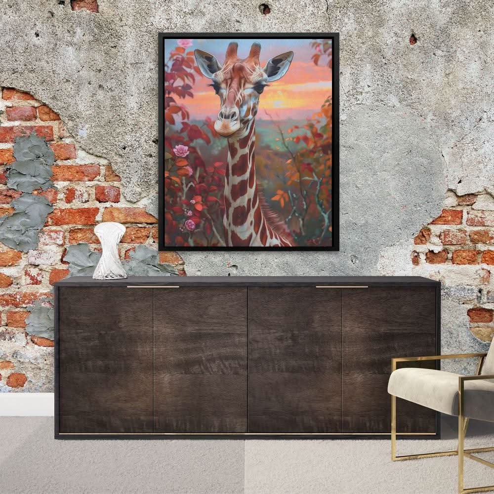 Grazing Giraffe - Canvas Wall Art