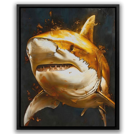 Great Gold Shark - Beach House Canvas Wall Art