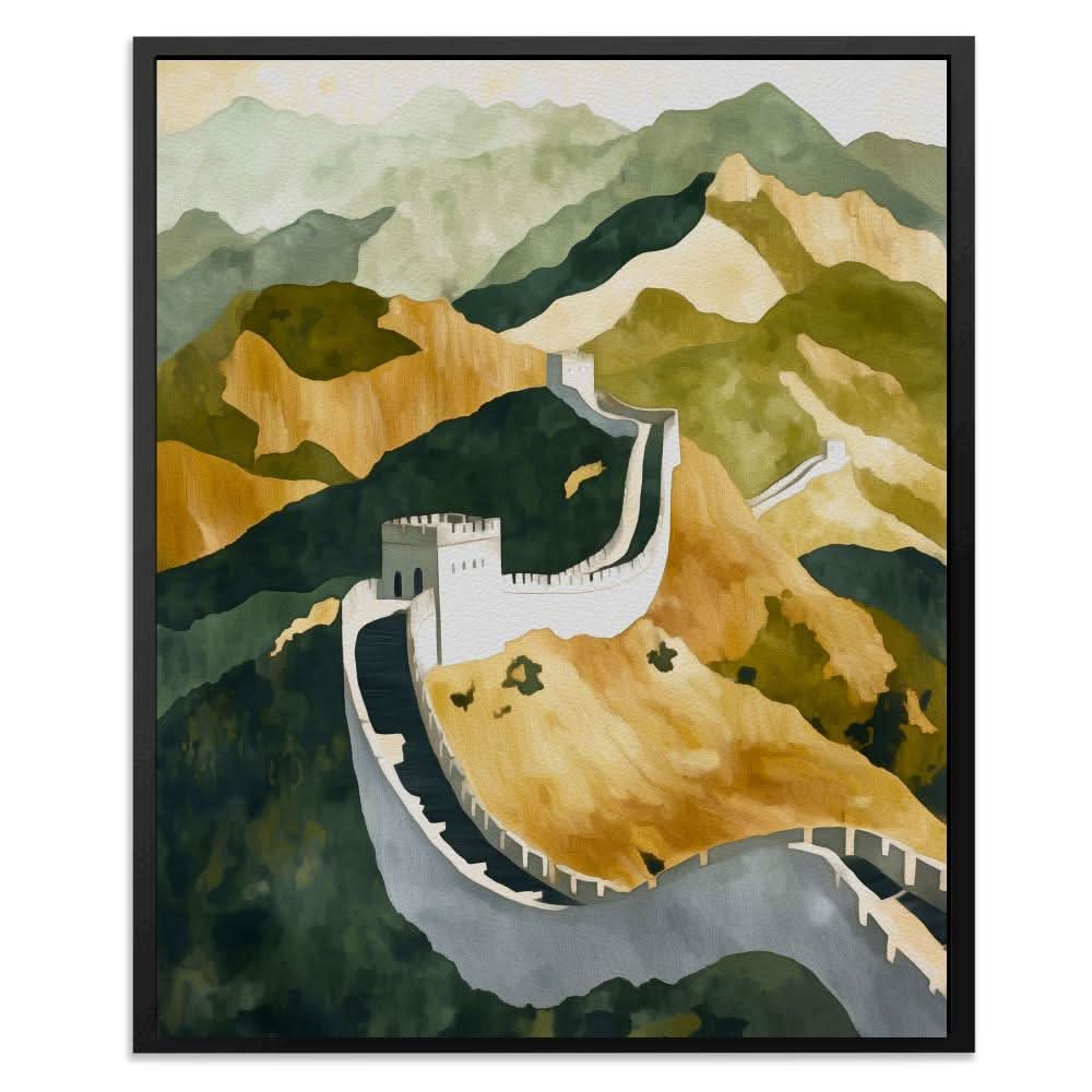 Great Wall in Golden Light - Beige Entryway Canvas Print