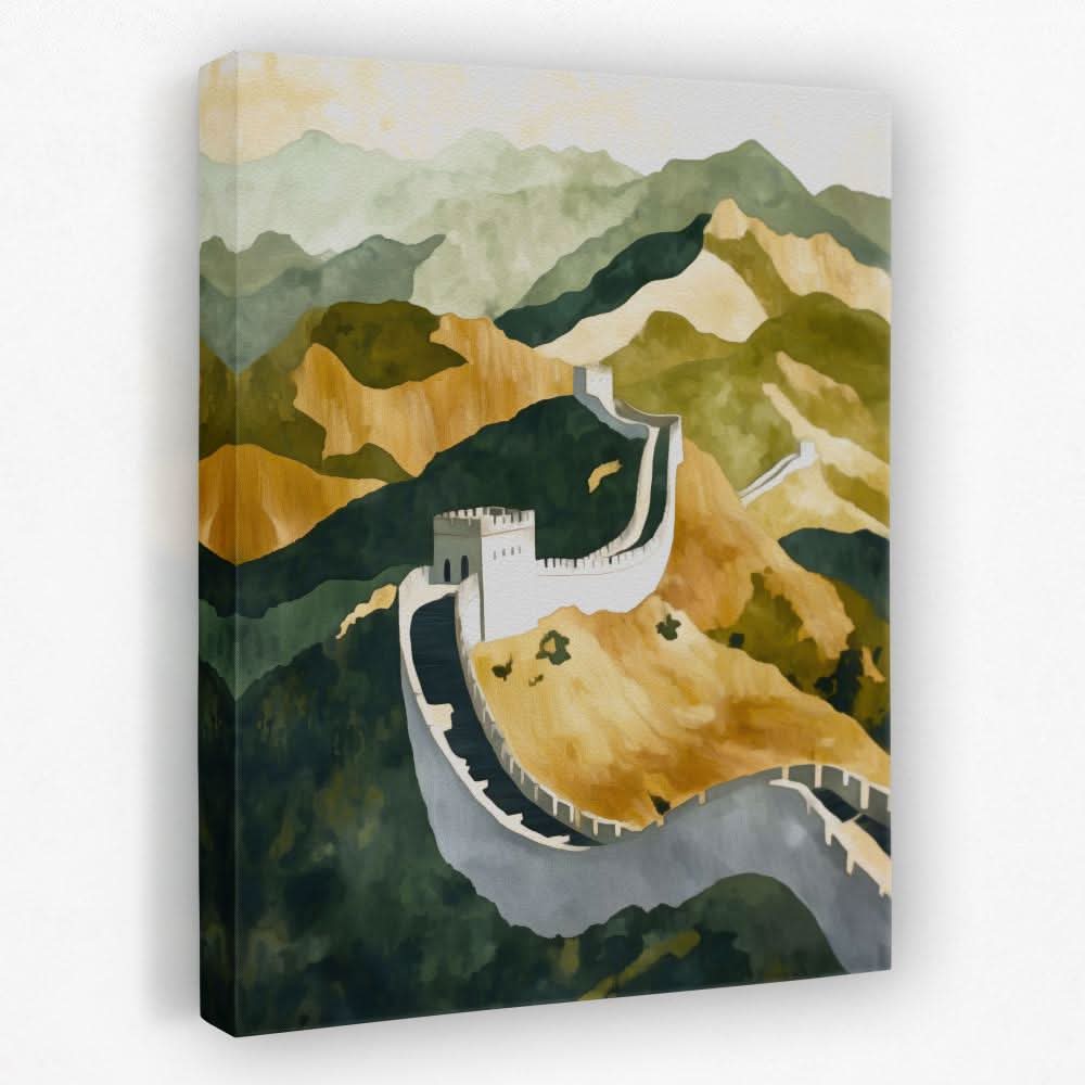 Great Wall in Golden Light - Architecture Canvas Wall Art
