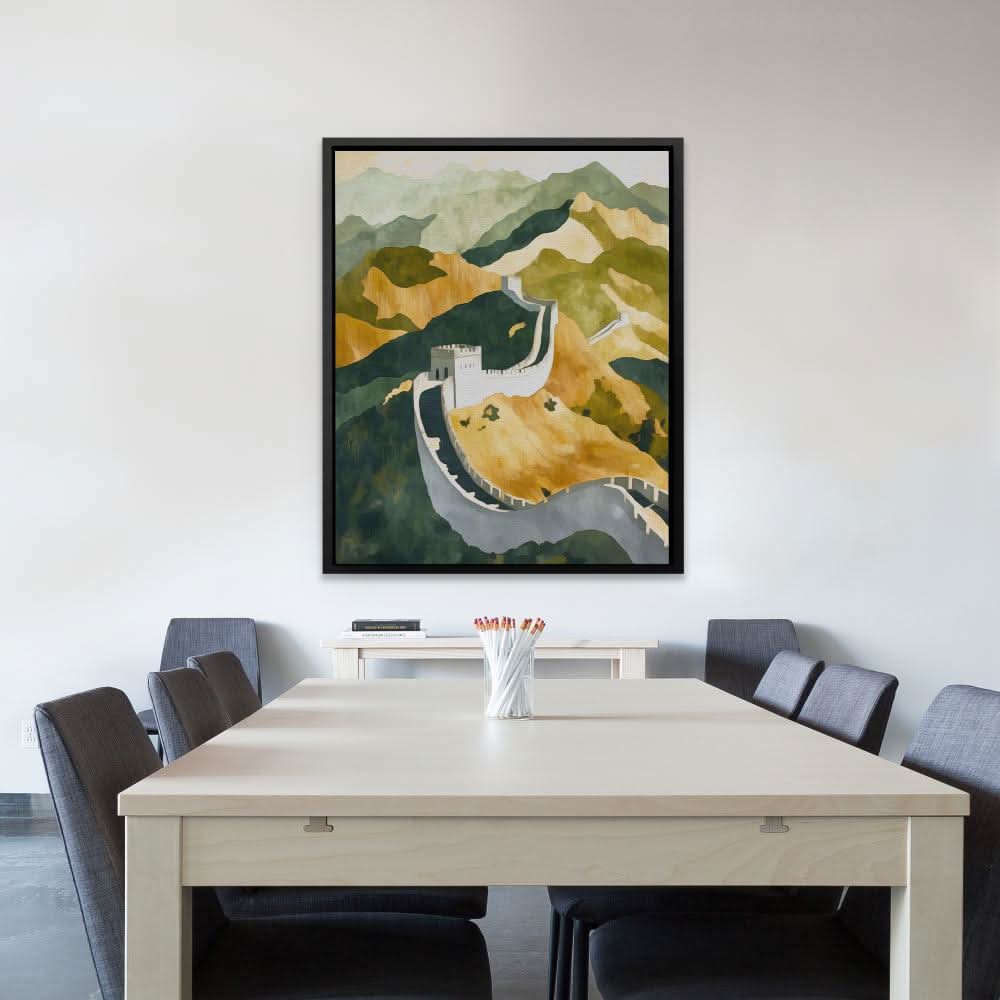 Great Wall in Golden Light - Beige Canvas Wall Art