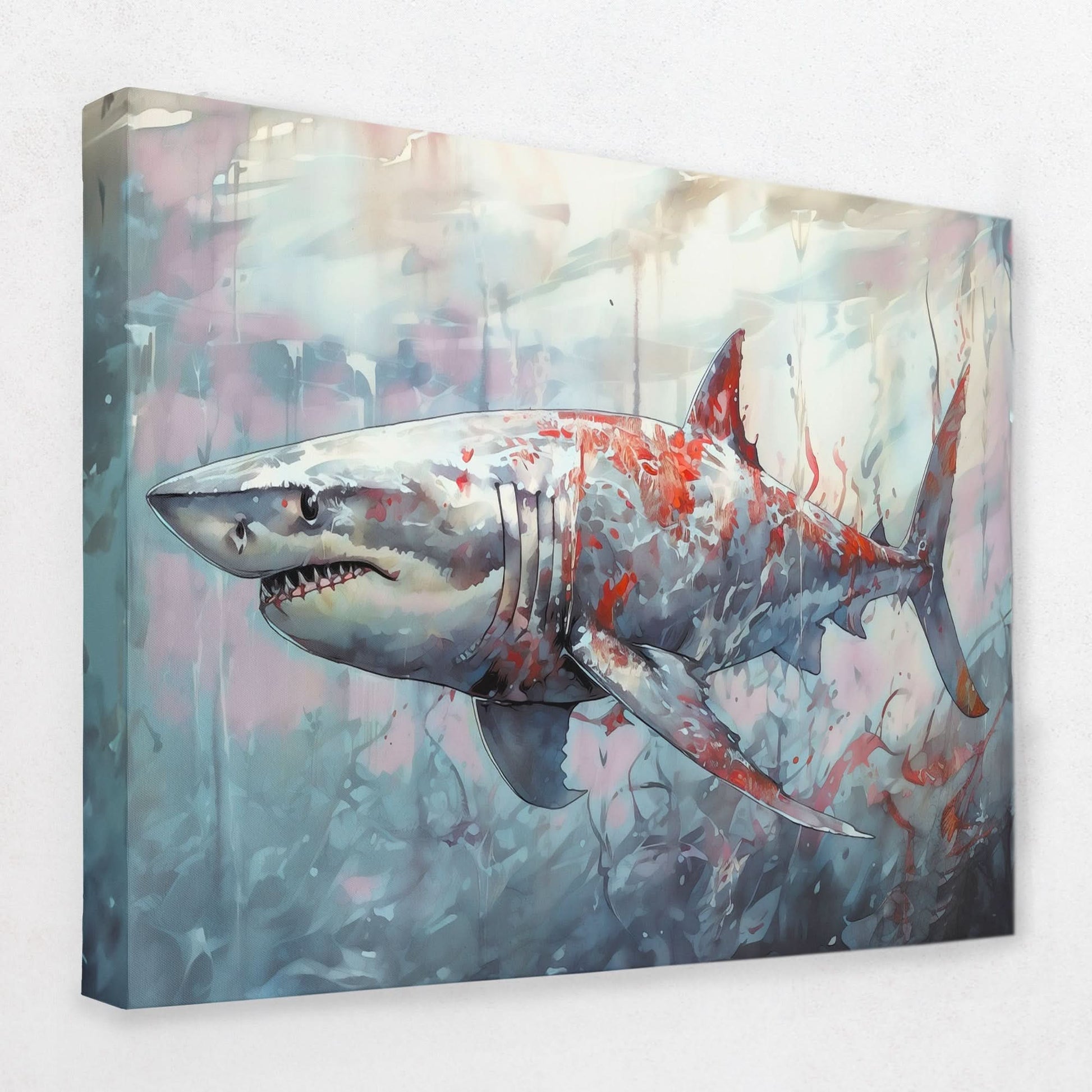 Great White Depths - Animals Canvas Wall Art