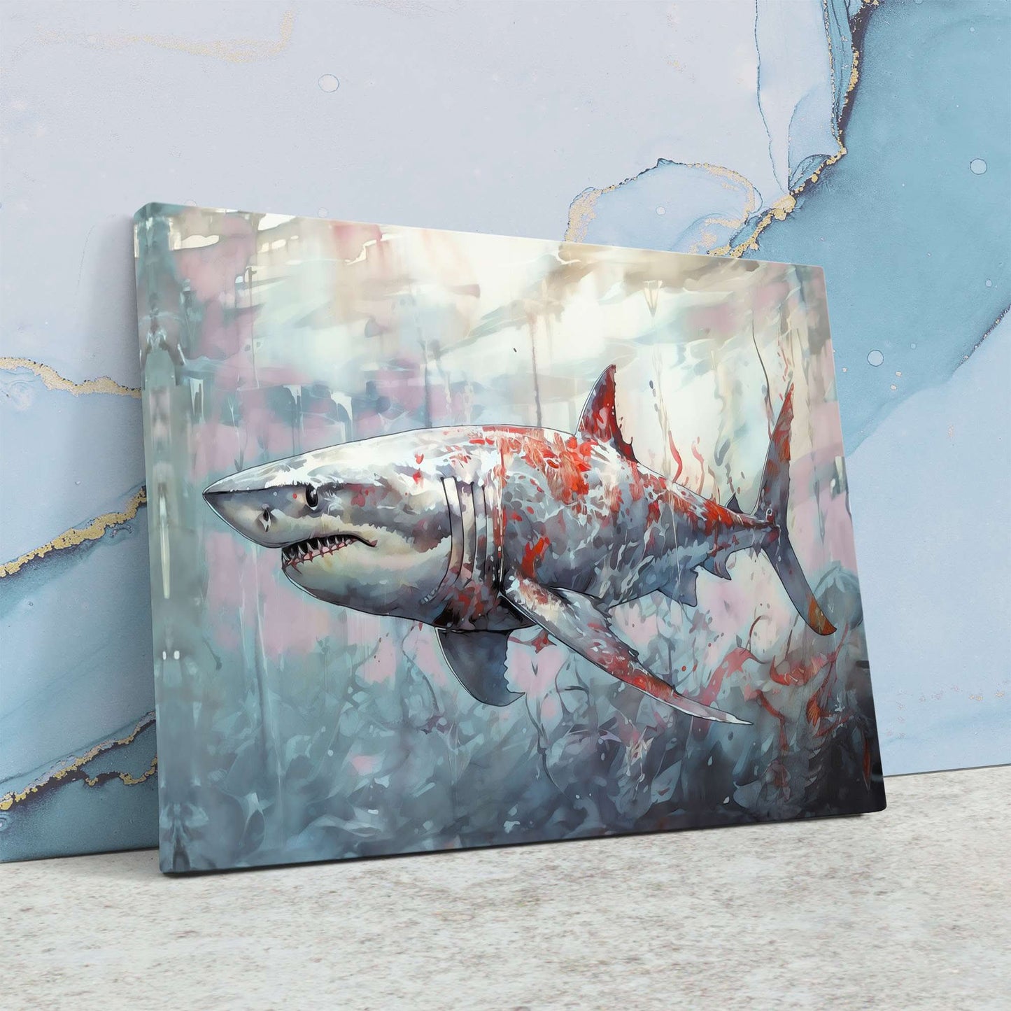 Great White Depths - Wall Art in Black Frame