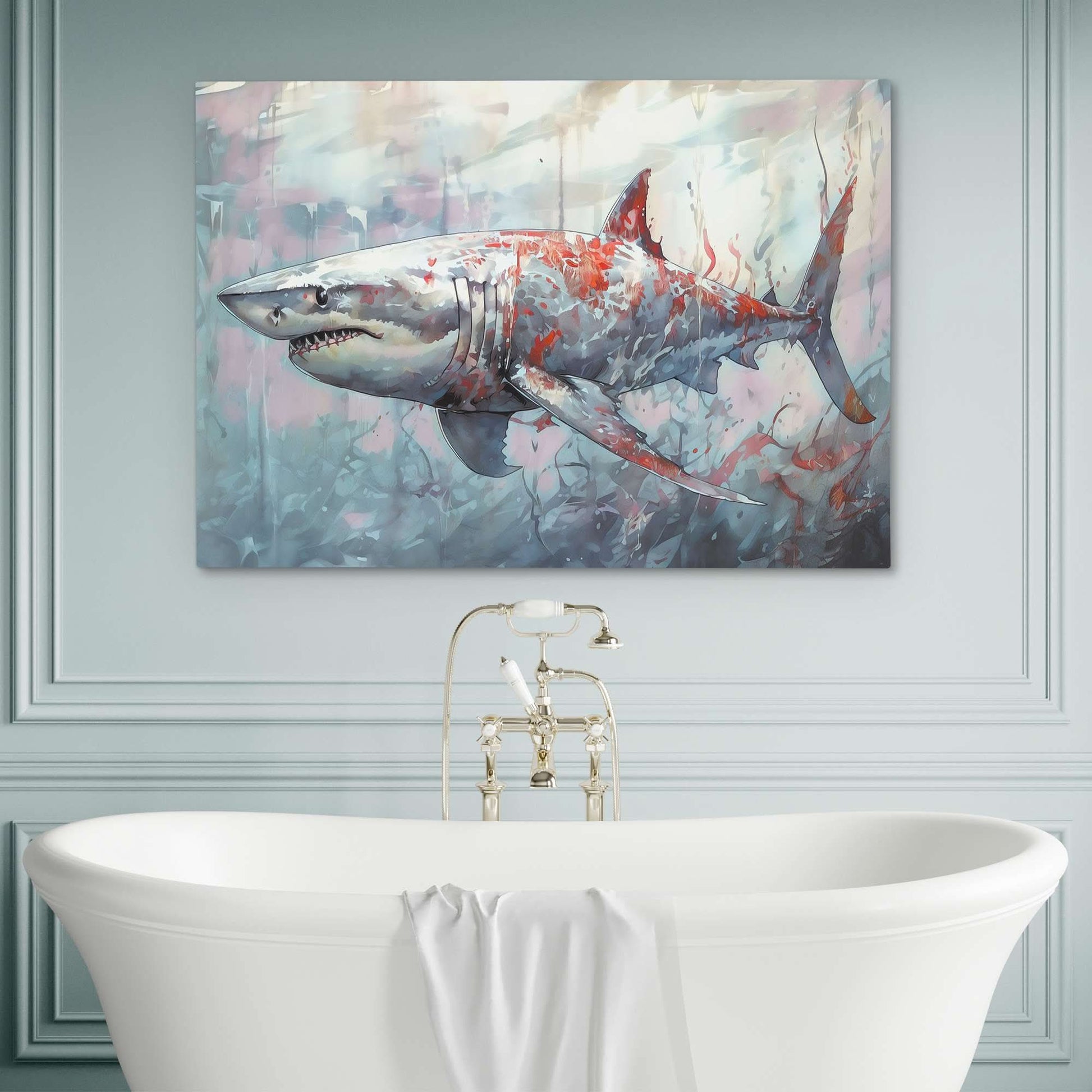 Great White Depths - Blue Gray Canvas Print