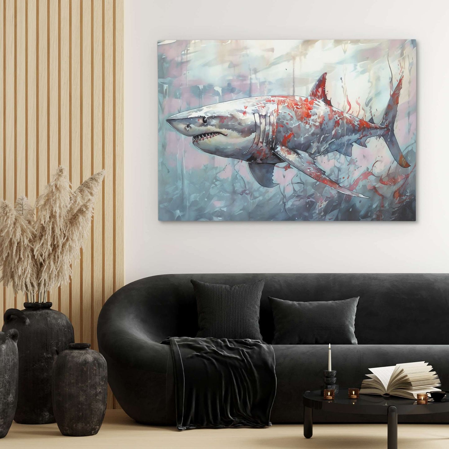 Great White Depths - Oversized Animals Canvas Wall Art