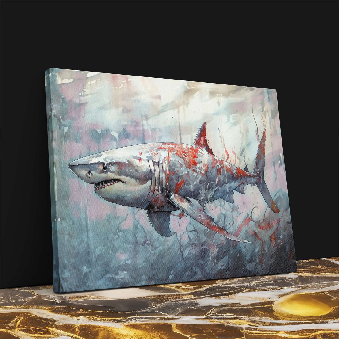 Great White Depths - Blue Wall Art
