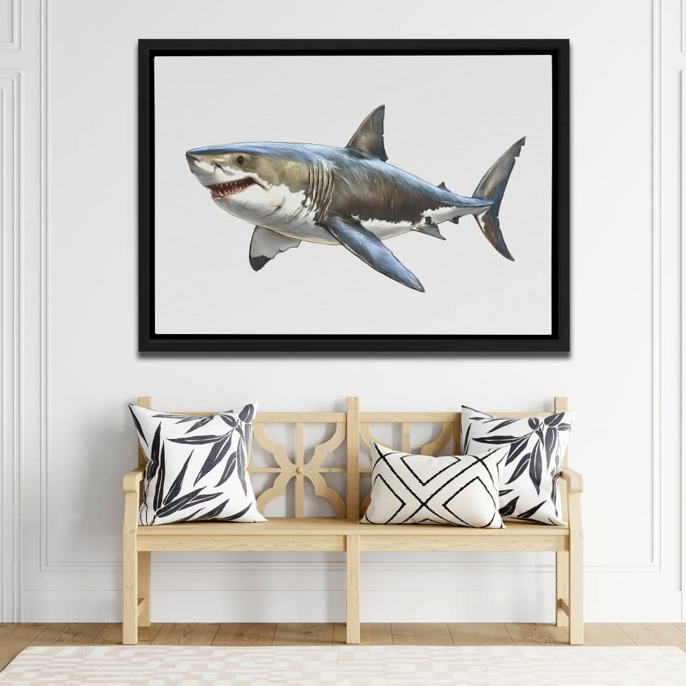 Great White Shark Doodle - Large Minimalist Canvas Print