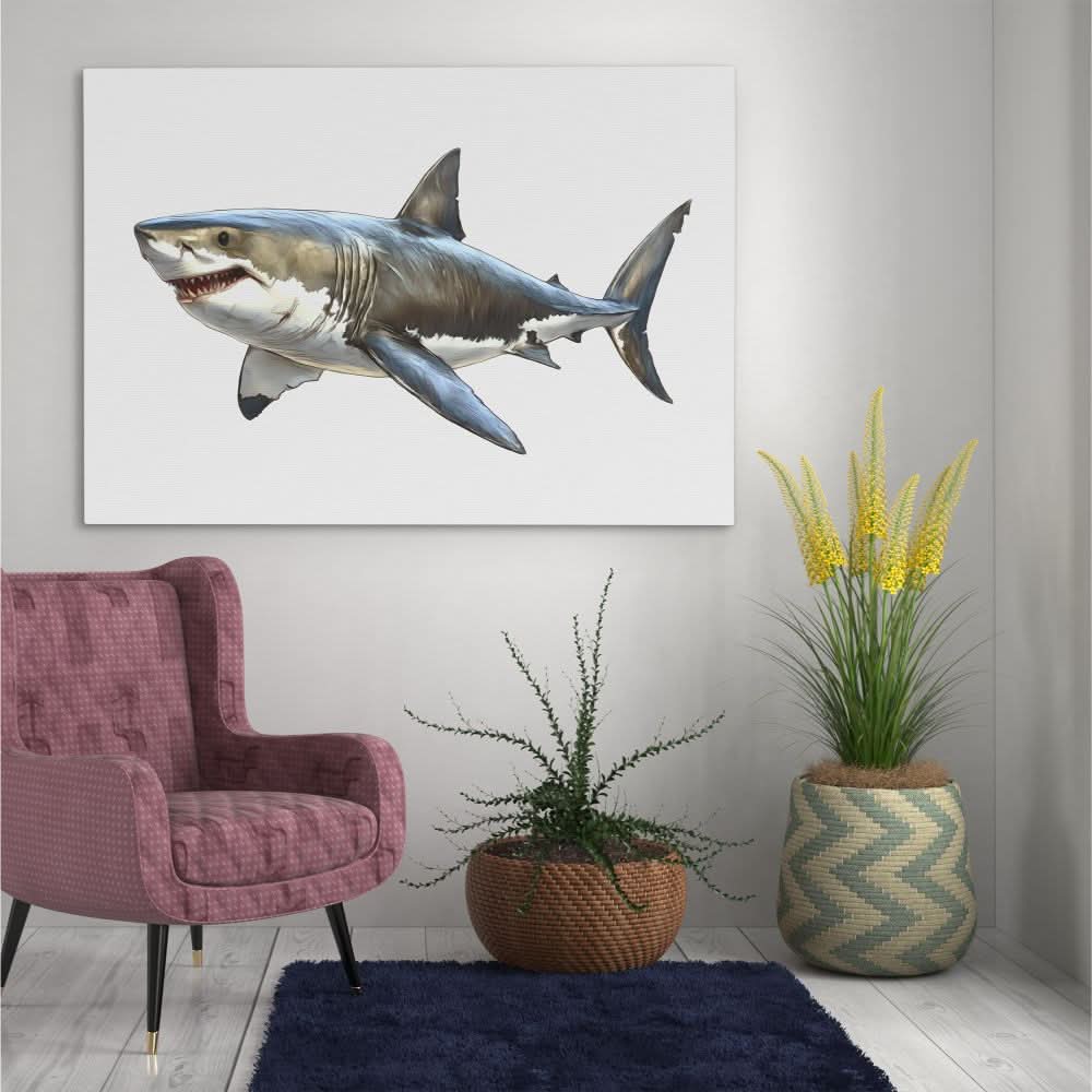 Great White Shark Doodle - Shark Canvas Print