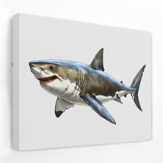 Great White Shark Doodle - Black and White Canvas Wall Art