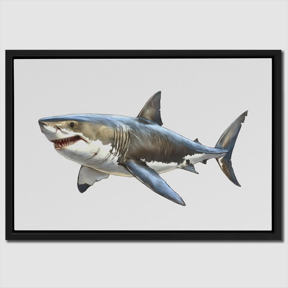 Great White Shark Doodle - Framed Art Print