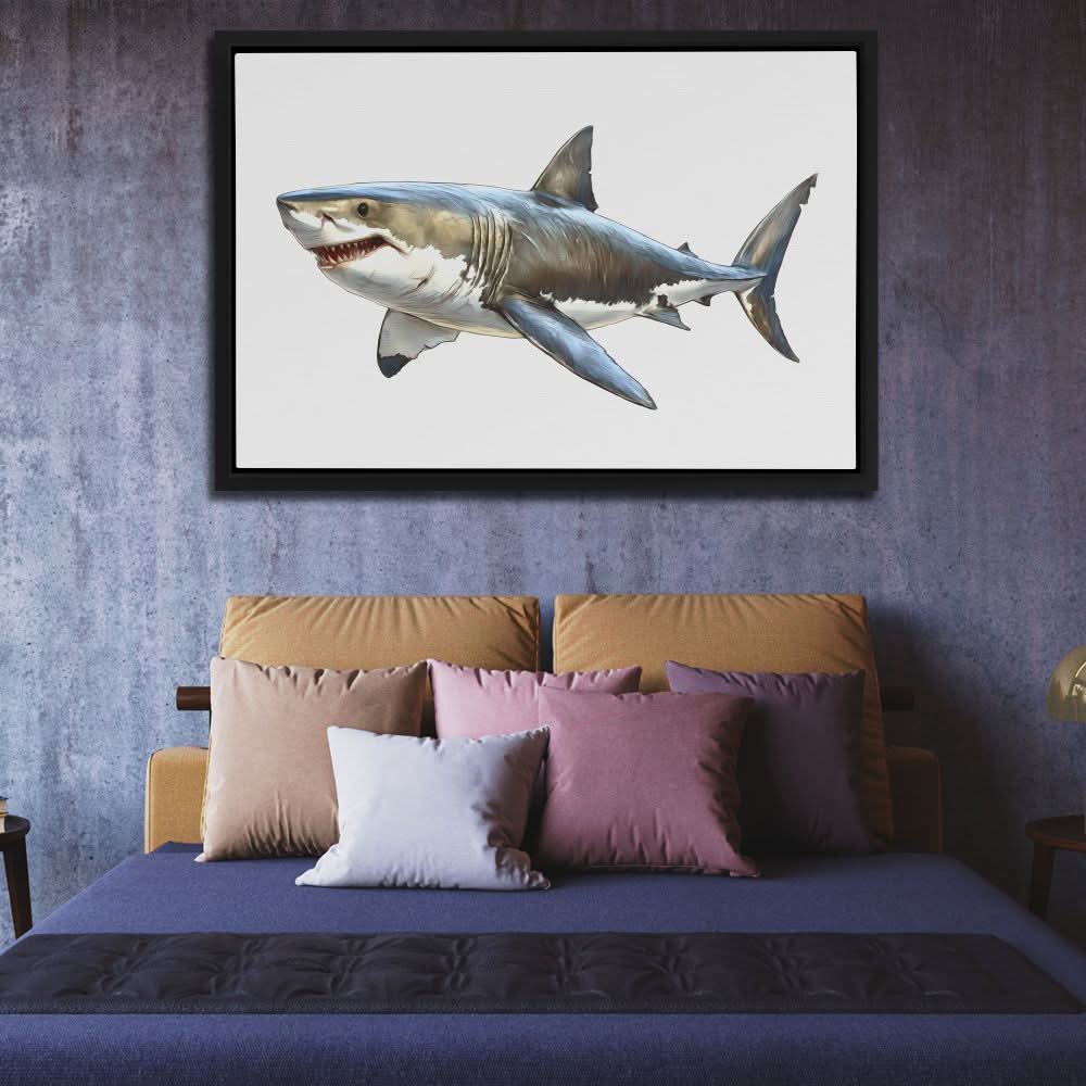 Great White Shark Doodle - Black and White Art