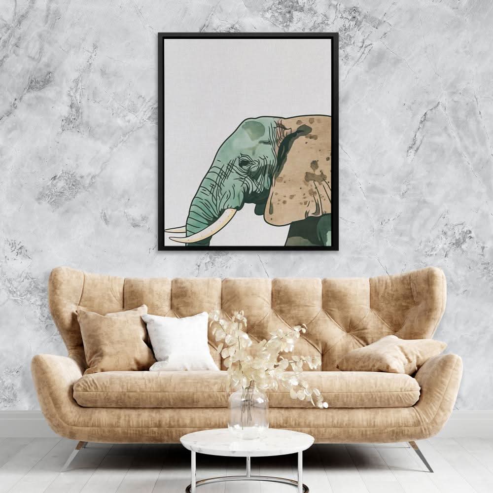 Green Elephant - Earth Tones Wall Art for Hallway